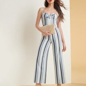 Romeo & Juliet Couture Blue and White Striped Jumpsuit